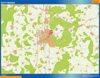 Mapa Gottingen en Alemania plastificado