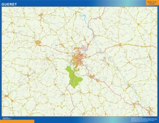 Mapa Gueret en Francia plastificado