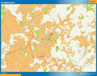 Mapa Guimaraes en Portugal plastificado