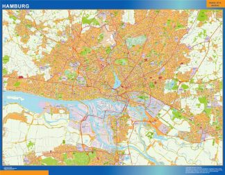 Mapa Hamburg en Alemania plastificado
