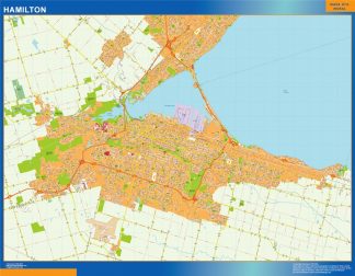 Mapa Hamilton en Canada plastificado