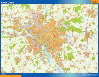 Mapa Hannover en Alemania plastificado