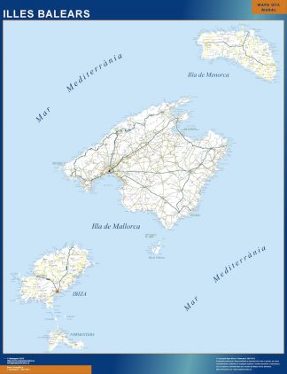 Mapa Islas Baleares carreteras plastificado