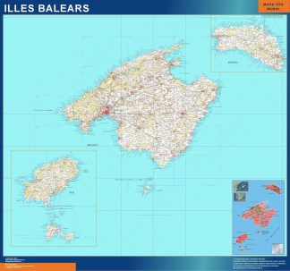 Mapa Islas Baleares topográfico plastificado