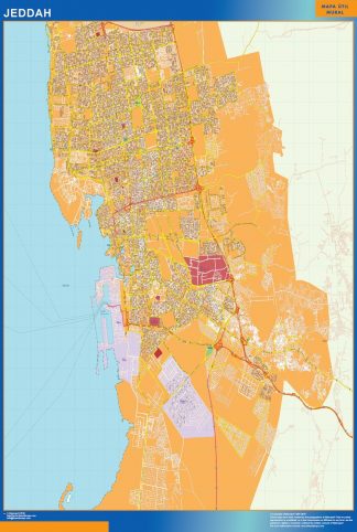 Mapa Jeddah en Arabia Saudita plastificado