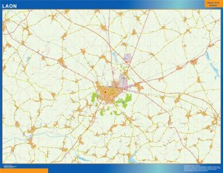 Mapa Laon en Francia plastificado