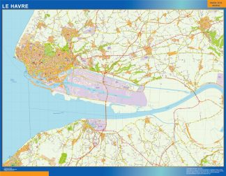 Mapa Le Havre en Francia plastificado