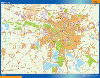 Mapa Leipzig en Alemania plastificado
