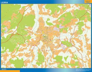 Mapa Leiria en Portugal plastificado