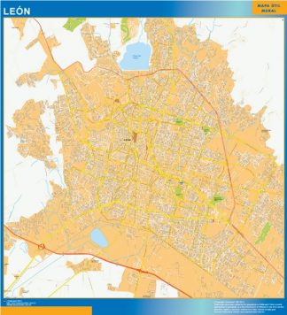 Mapa Leon Centro en Mexico plastificado