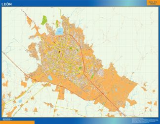 Mapa Leon en Mexico plastificado