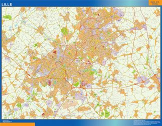 Mapa Lille en Francia plastificado