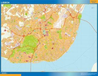Mapa Lisboa en Portugal plastificado
