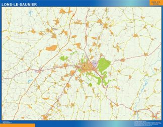 Mapa Lons Le Saunier en Francia plastificado