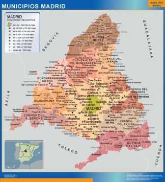 Mapa Madrid por municipios plastificado