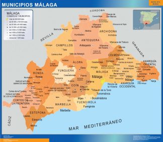 Mapa Malaga por municipios plastificado