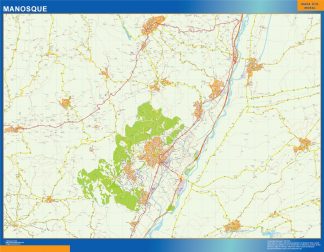 Mapa Manosque en Francia plastificado