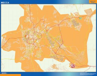 Mapa Mecca en Arabia Saudita plastificado