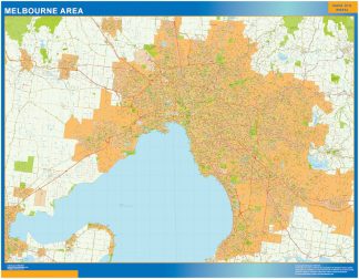 Mapa Melbourne Area Australia plastificado