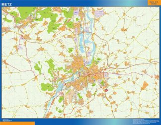 Mapa Metz en Francia plastificado