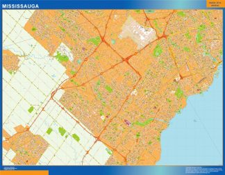 Mapa Mississauga en Canada plastificado