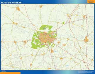 Mapa Mont De Marsan en Francia plastificado
