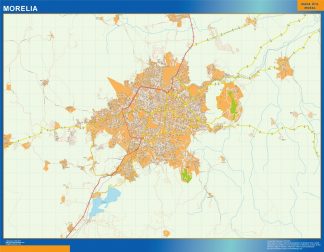 Mapa Morelia en Mexico plastificado