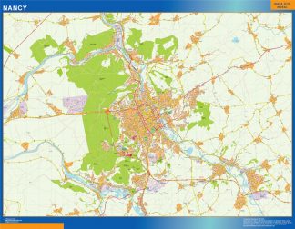 Mapa Nancy en Francia plastificado