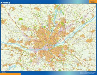 Mapa Nantes en Francia plastificado