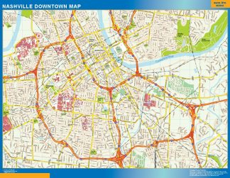 Mapa Nashville downtown plastificado