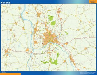 Mapa Nevers en Francia plastificado