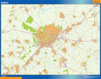Mapa Nimes en Francia plastificado