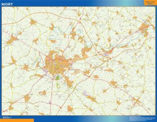 Mapa Niort en Francia plastificado
