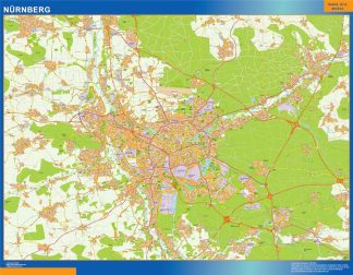 Mapa Nurnberg en Alemania plastificado