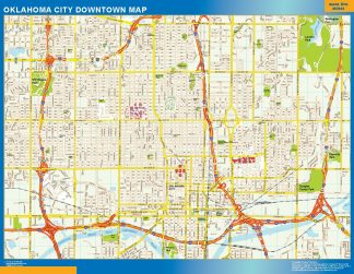 Mapa Oklahoma City downtown plastificado