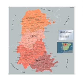 Mapa Palencia por municipios plastificado