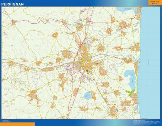 Mapa Perpignan en Francia plastificado