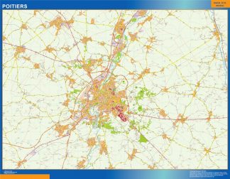 Mapa Poitiers en Francia plastificado