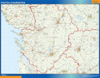 Mapa Poitou Charentes en Francia plastificado