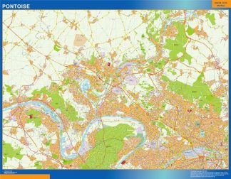 Mapa Pontoise en Francia plastificado