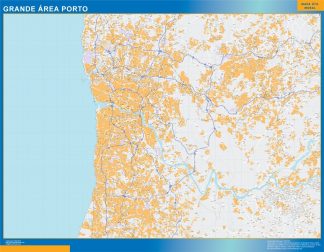 Mapa Porto Grande Area en Portugal plastificado