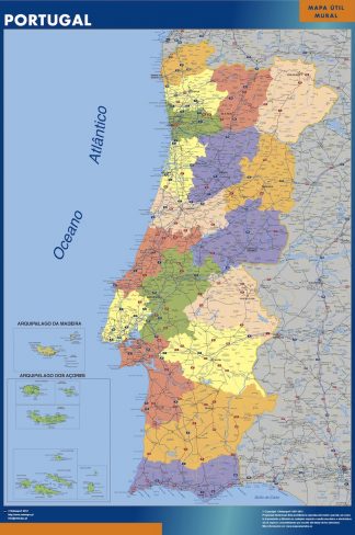 Mapa Portugal plastificado plastificado