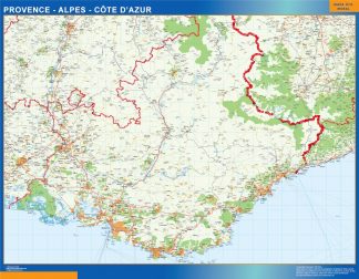 Mapa Provence Alpes Cote Azur en Francia plastificado