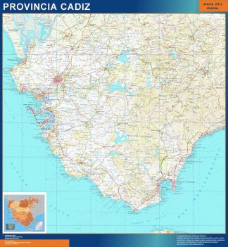 Mapa Provincia Cadiz plastificado