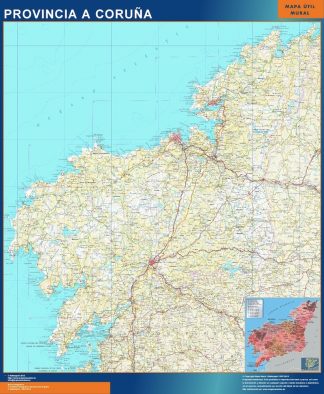 Mapa Provincia La Coruna plastificado
