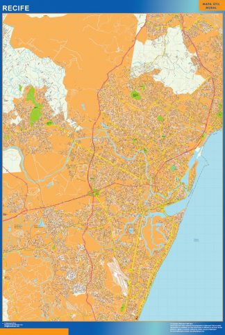 Mapa Recife Brasil plastificado