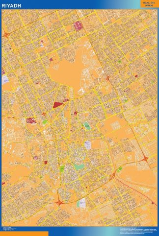 Mapa Riyadh en Arabia Saudita plastificado