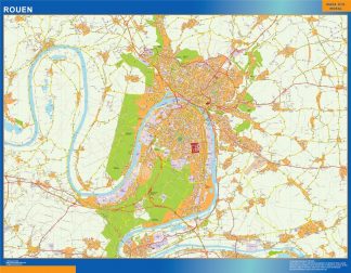 Mapa Rouen en Francia plastificado
