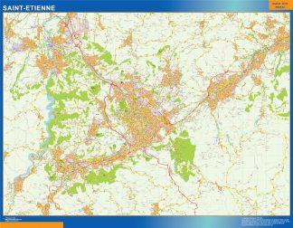 Mapa Saint Etienne en Francia plastificado