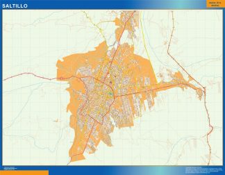 Mapa Saltillo en Mexico plastificado